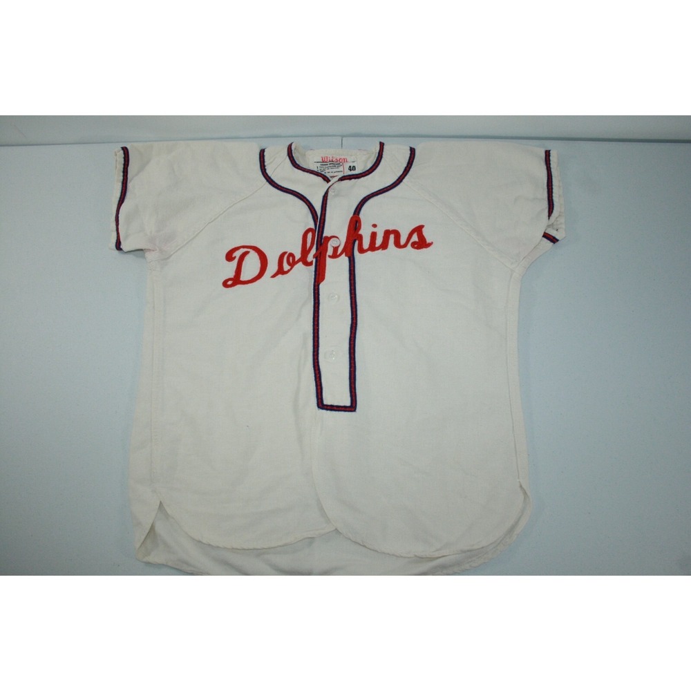 Vintage Wilson 1950's 1960's Dolphins #11 Button Down Baseball Shirt Jersey 40